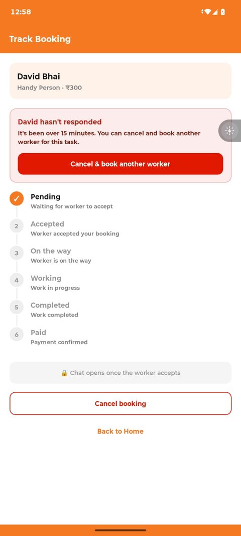 Booking tracker in the AbhiWork app